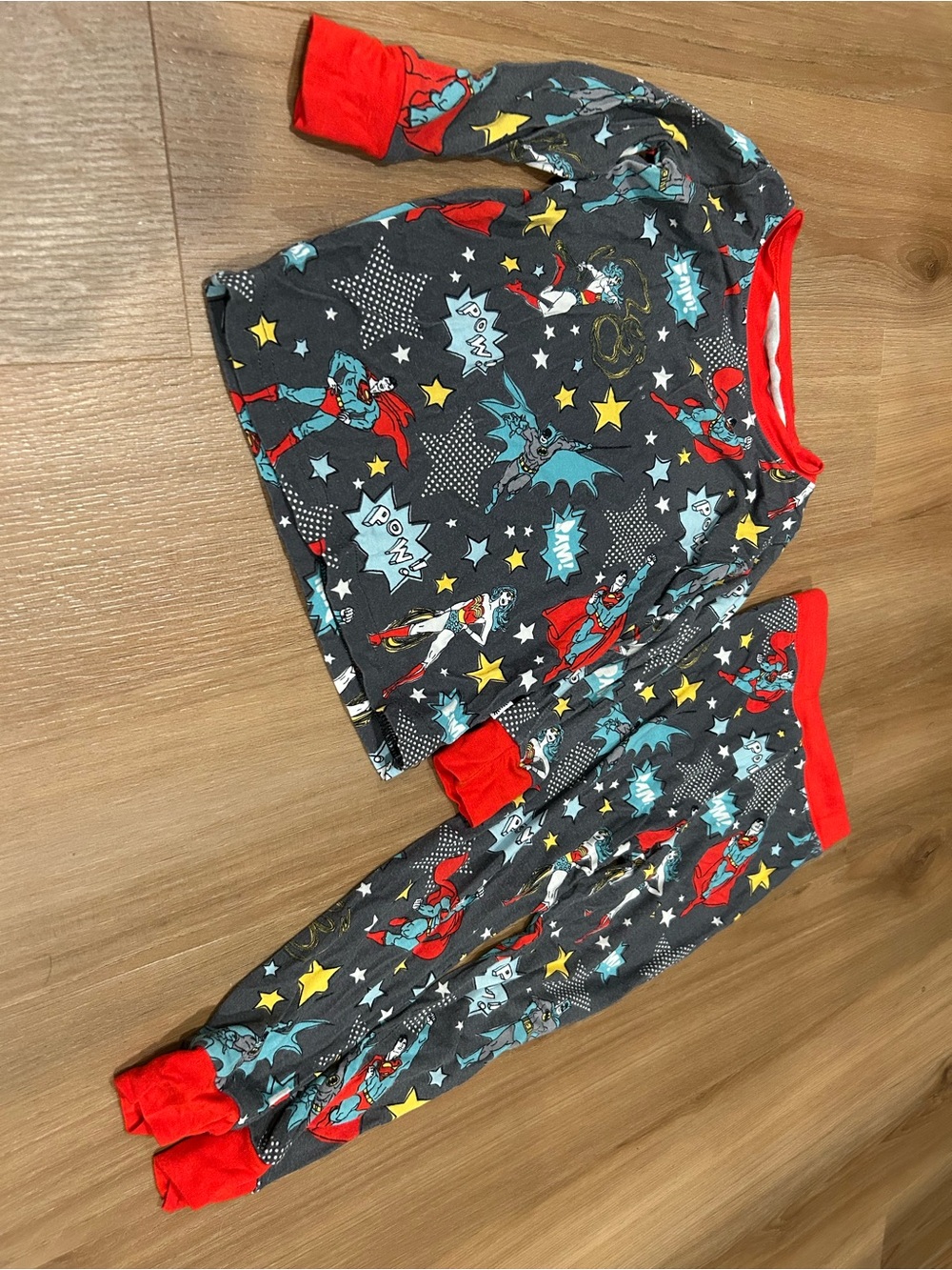 Little Sleepies justice league Superhero Printed Pajama Set - Gray & Red
